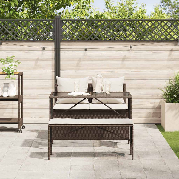 3-tlg. Garten Essgruppe Braun Poly Rattan