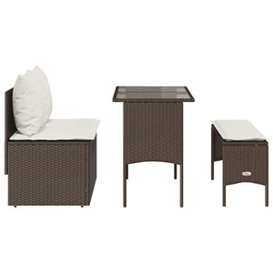 3-tlg. Garten Essgruppe Braun Poly Rattan