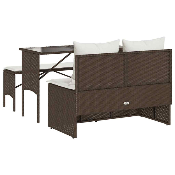 3-tlg. Garten Essgruppe Braun Poly Rattan