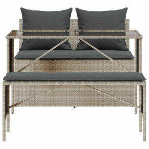 3-tlg. Garten Essgruppe Hellgrau Poly Rattan
