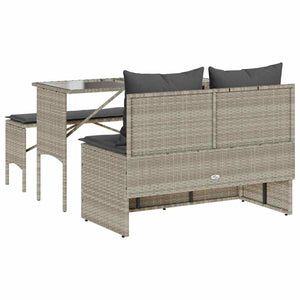 3-tlg. Garten Essgruppe Hellgrau Poly Rattan