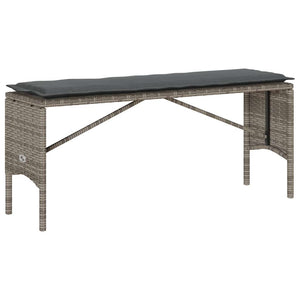 3-tlg. Garten-Essgruppe mit Kissen Grau Poly Rattan