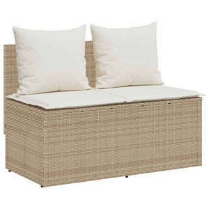 3-tlg. Garten-Essgruppe mit Kissen Beige Poly Rattan