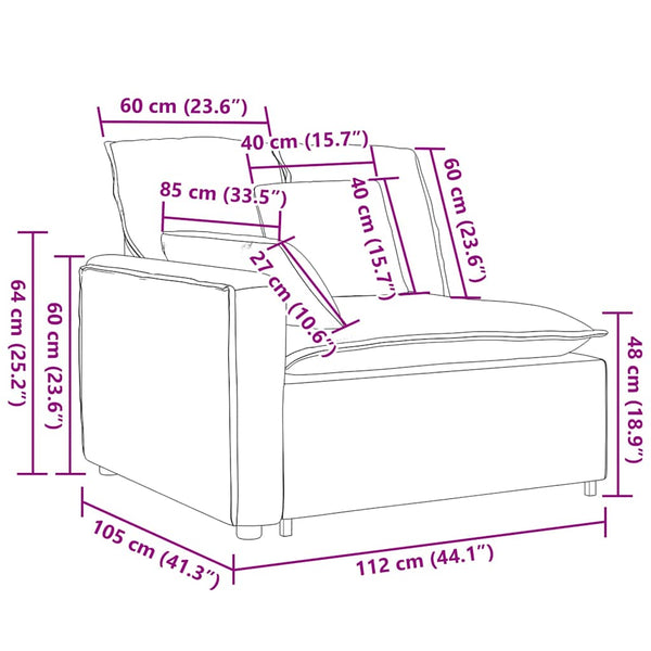 Modulares Sofa Endmodul Weinrot 100cm