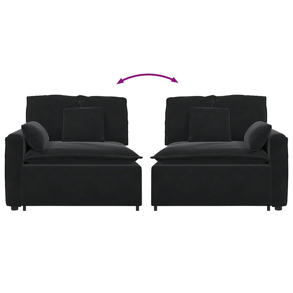 Modulares Sofa Endmodul Schwarz mit Armlehne