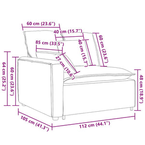 Modulares Sofa Endmodul Hellgrau mit Armlehne