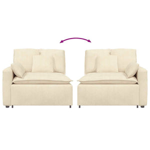Modulares Sofa Endmodul Creme mit Armlehne