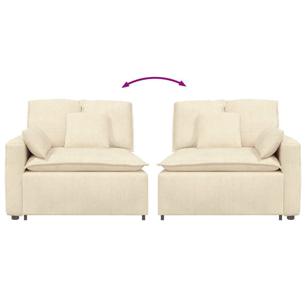 Modulares Sofa Endmodul Creme mit Armlehne
