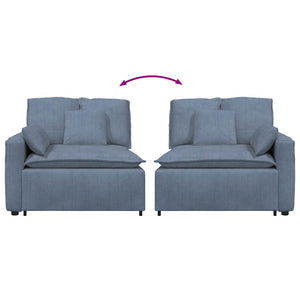 Modulares Sofa Endmodul Blau mit Armlehne