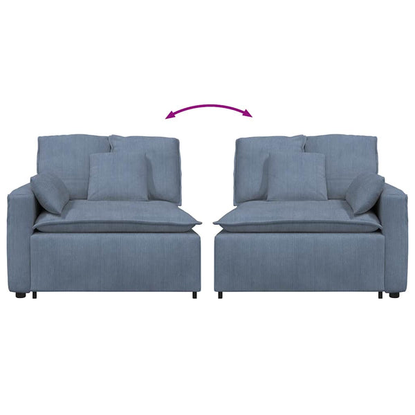 Modulares Sofa Endmodul Blau mit Armlehne