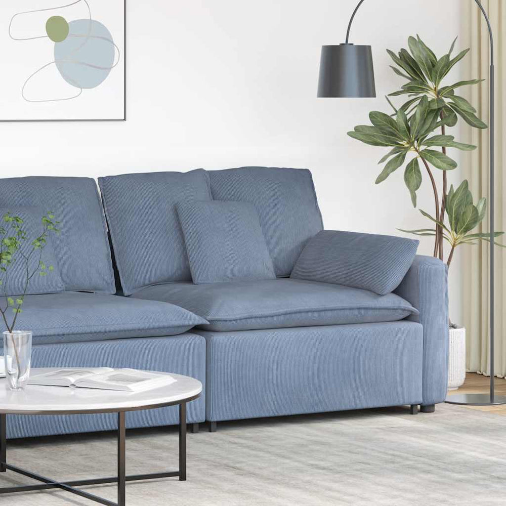 Modulares Sofa Endmodul Blau mit Armlehne