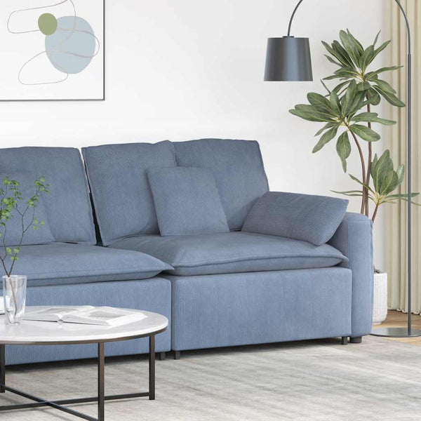 Modulares Sofa Endmodul Blau mit Armlehne