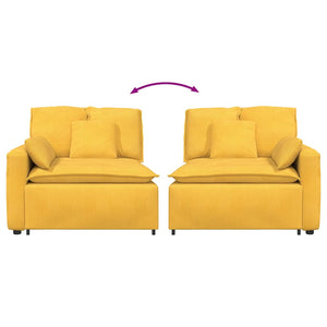 Modulares Sofa Endmodul Hellgelb mit Armlehne