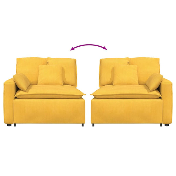 Modulares Sofa Endmodul Hellgelb mit Armlehne