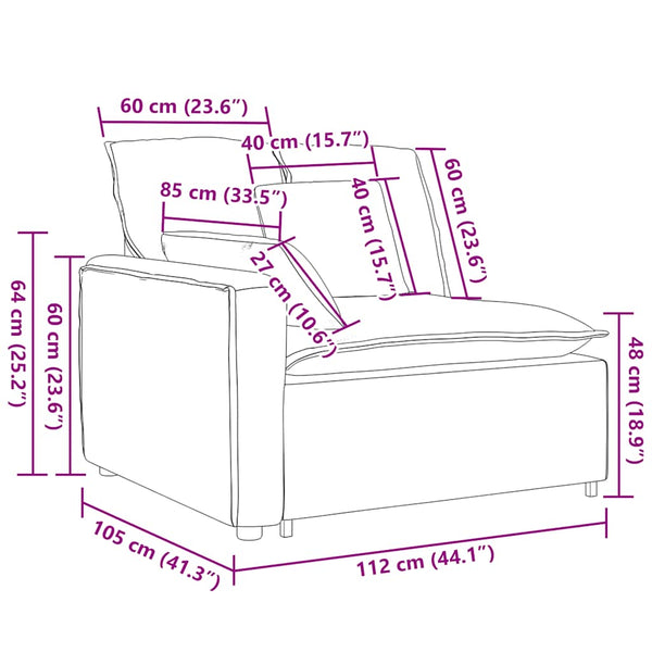 Modulares Sofa Endmodul Beige mit Armlehne