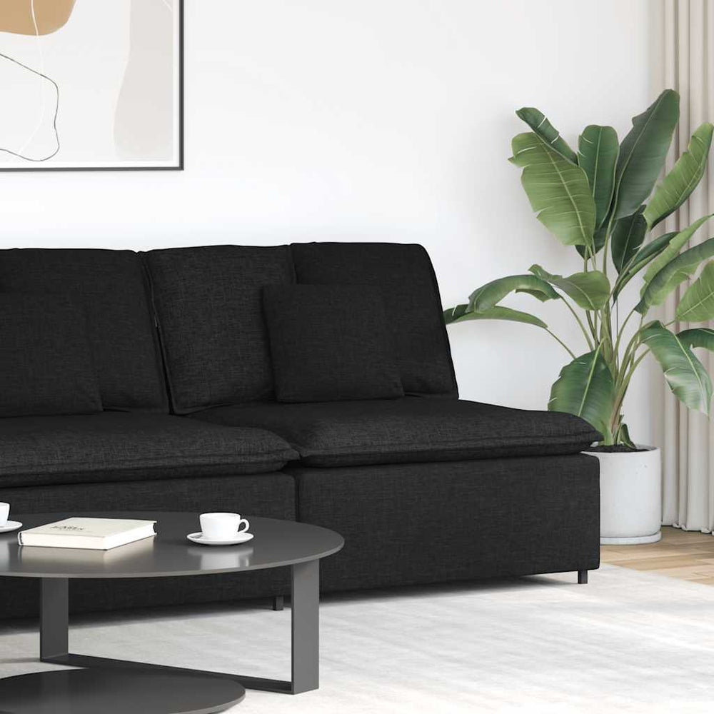 Modulares Sofa Mittelmodul Schwarz mit Kissen