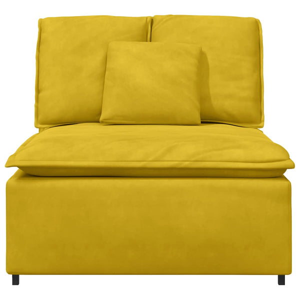 Gelbes modulares Mittelsofa mit Kissen, 100 cm