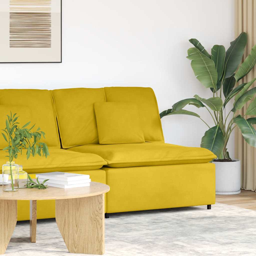 Gelbes modulares Mittelsofa mit Kissen, 100 cm