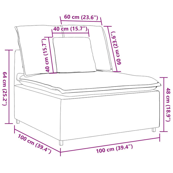 Modulares Sofa Mittelmodul Hellgrau mit Kissen