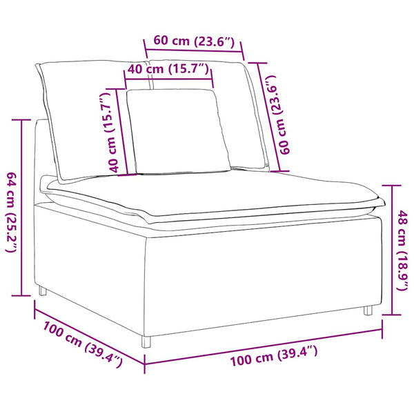 vidaXL Module de canapé central modulaire avec coussin Crème 100 cm
