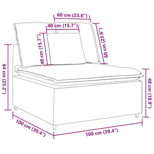 Blaues modulares Sofa Mittelmodul mit Kissen, 100 cm