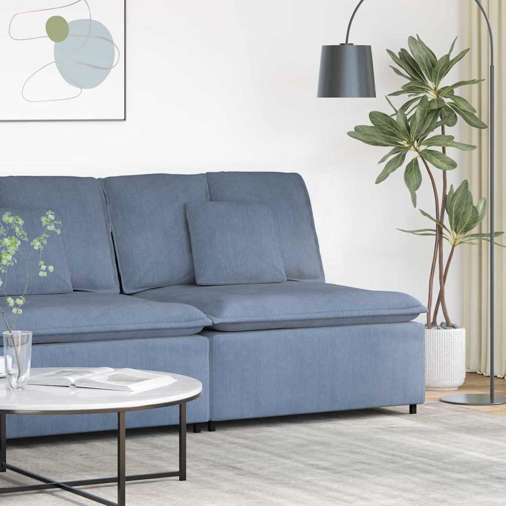 Blaues modulares Sofa Mittelmodul mit Kissen, 100 cm