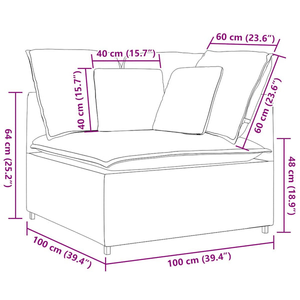 vidaXL Module d'angle de canapé modulaire avec coussins gris nuage 100 cm