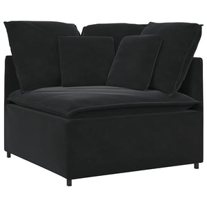 Schwarzes Eckmodul Sofa mit Kissen 100cm