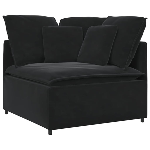 Schwarzes Eckmodul Sofa mit Kissen 100cm