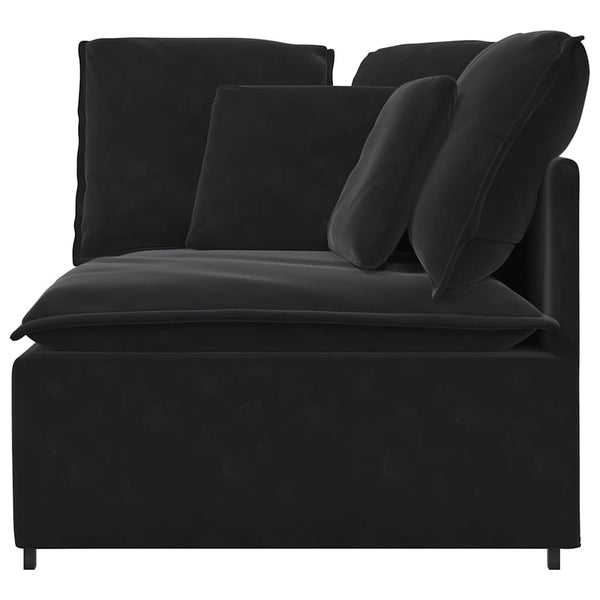 Schwarzes Eckmodul Sofa mit Kissen 100cm