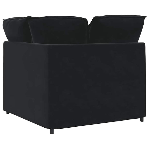 Schwarzes Eckmodul Sofa mit Kissen 100cm