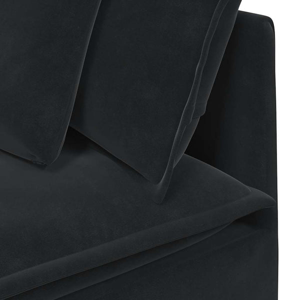 Schwarzes Eckmodul Sofa mit Kissen 100cm