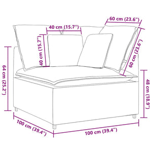 Schwarzes Eckmodul Sofa mit Kissen 100cm