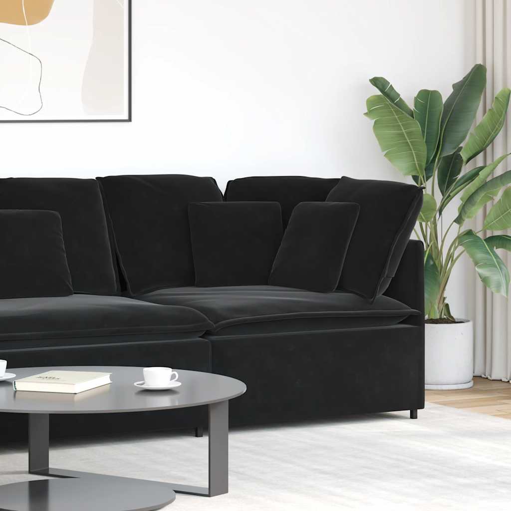 Schwarzes Eckmodul Sofa mit Kissen 100cm