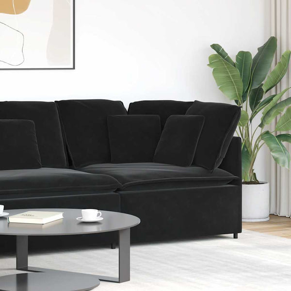 Schwarzes Eckmodul Sofa mit Kissen 100cm
