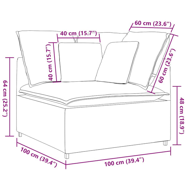 vidaXL Canapé d'angle modulaire avec coussins Gris foncé 100 cm