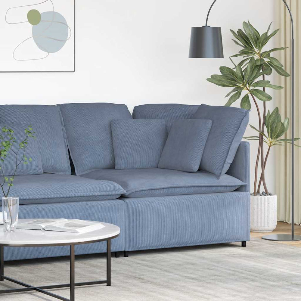 Modulares Ecksofa Blau mit Kissen 100cm