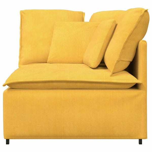 Modulares Sofa Eckmodul Hellgelb mit Kissen