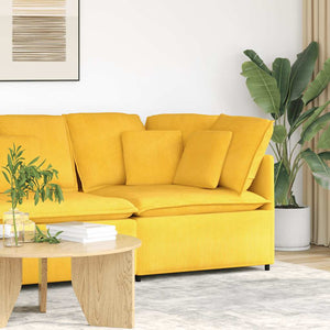 Modulares Sofa Eckmodul Hellgelb mit Kissen