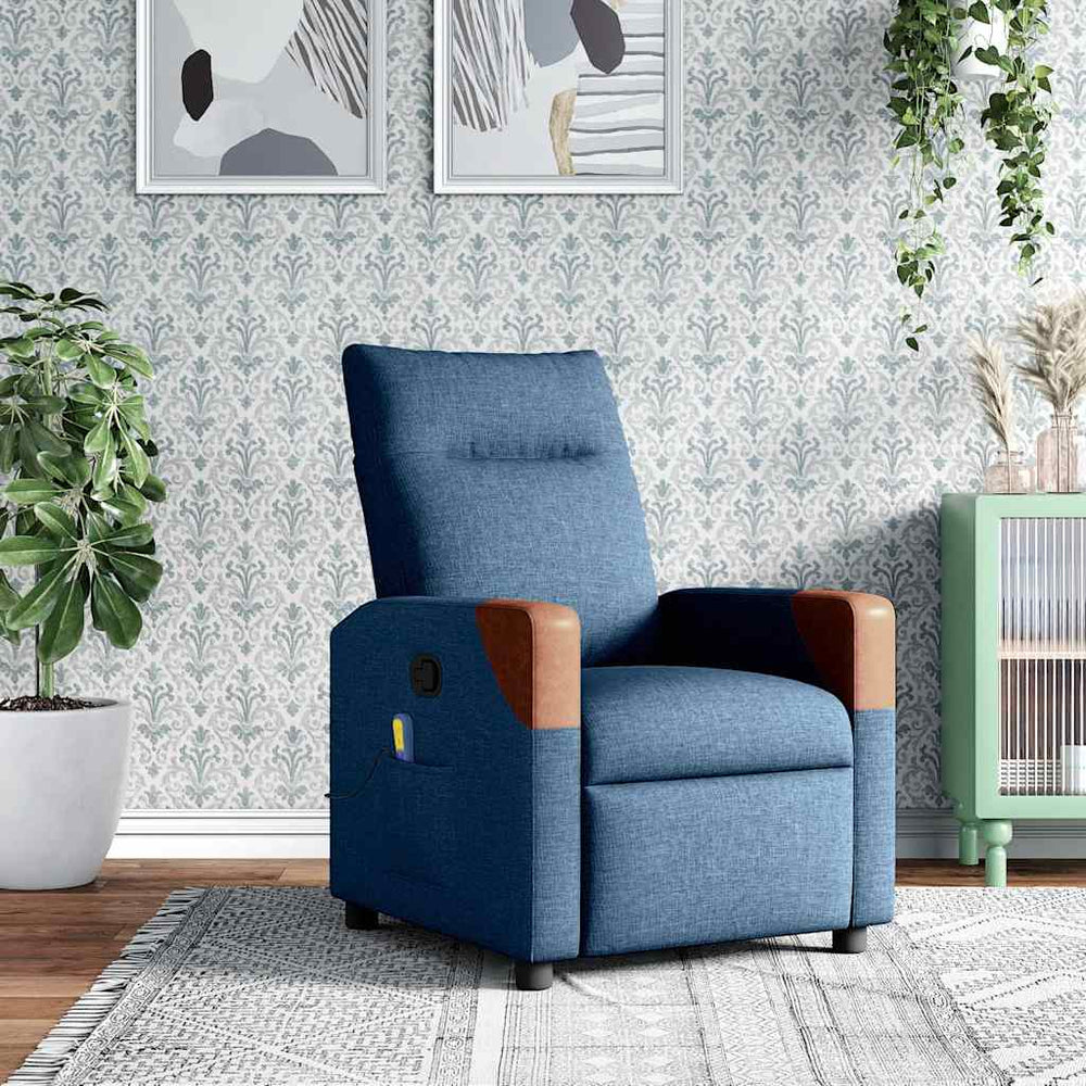 Massagesessel Blau Stoff Relaxsessel