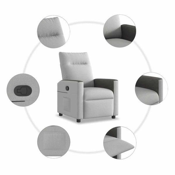 vidaXL Recliner Cloud Grey Fabric