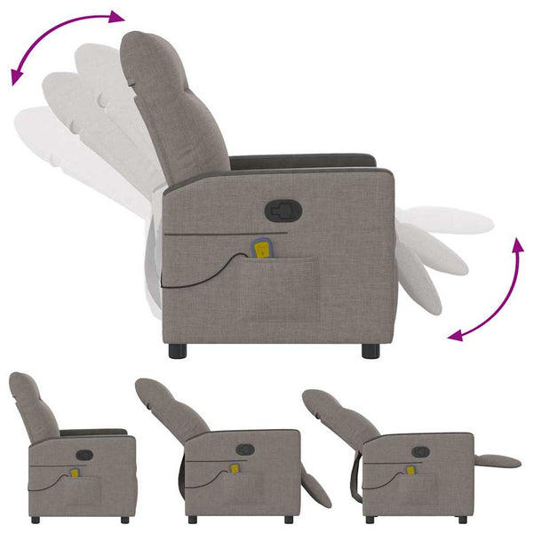 Massagesessel Taupe Stoff
