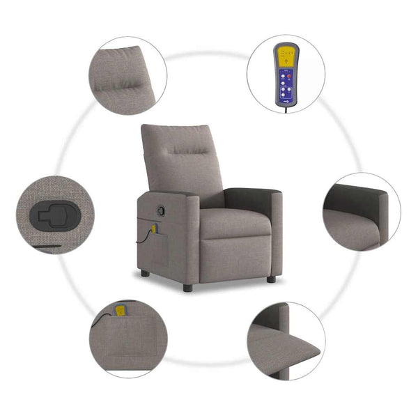 Massagesessel Taupe Stoff
