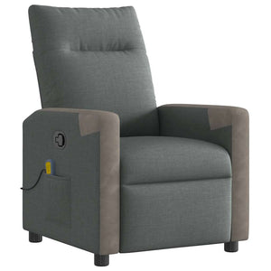 vidaXL Massage Recliner Dark Gray Fabric