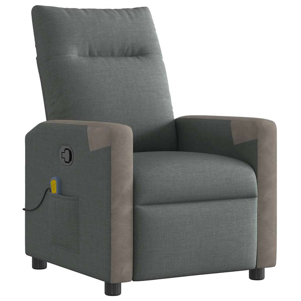 vidaXL Massage Recliner Dark Gray Fabric