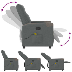 vidaXL Massage Recliner Dark Gray Fabric