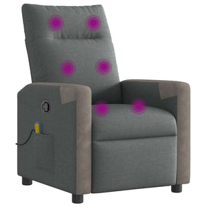 vidaXL Massage Recliner Dark Gray Fabric