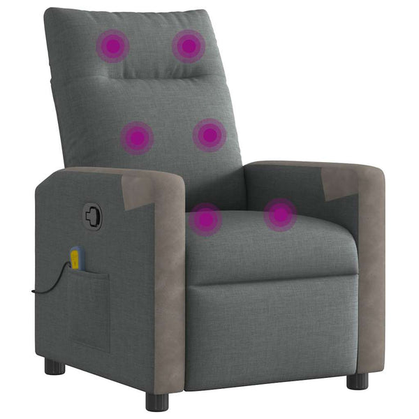 vidaXL Massage Recliner Dark Gray Fabric