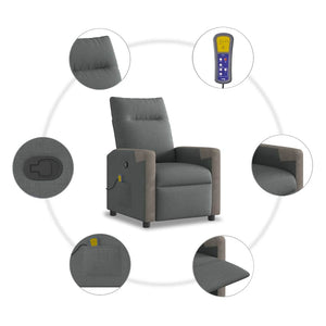 vidaXL Massage Recliner Dark Gray Fabric