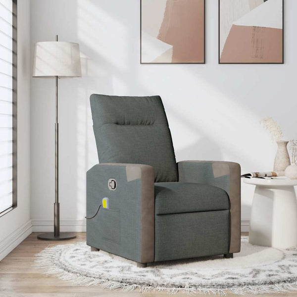 vidaXL Massage Recliner Dark Gray Fabric